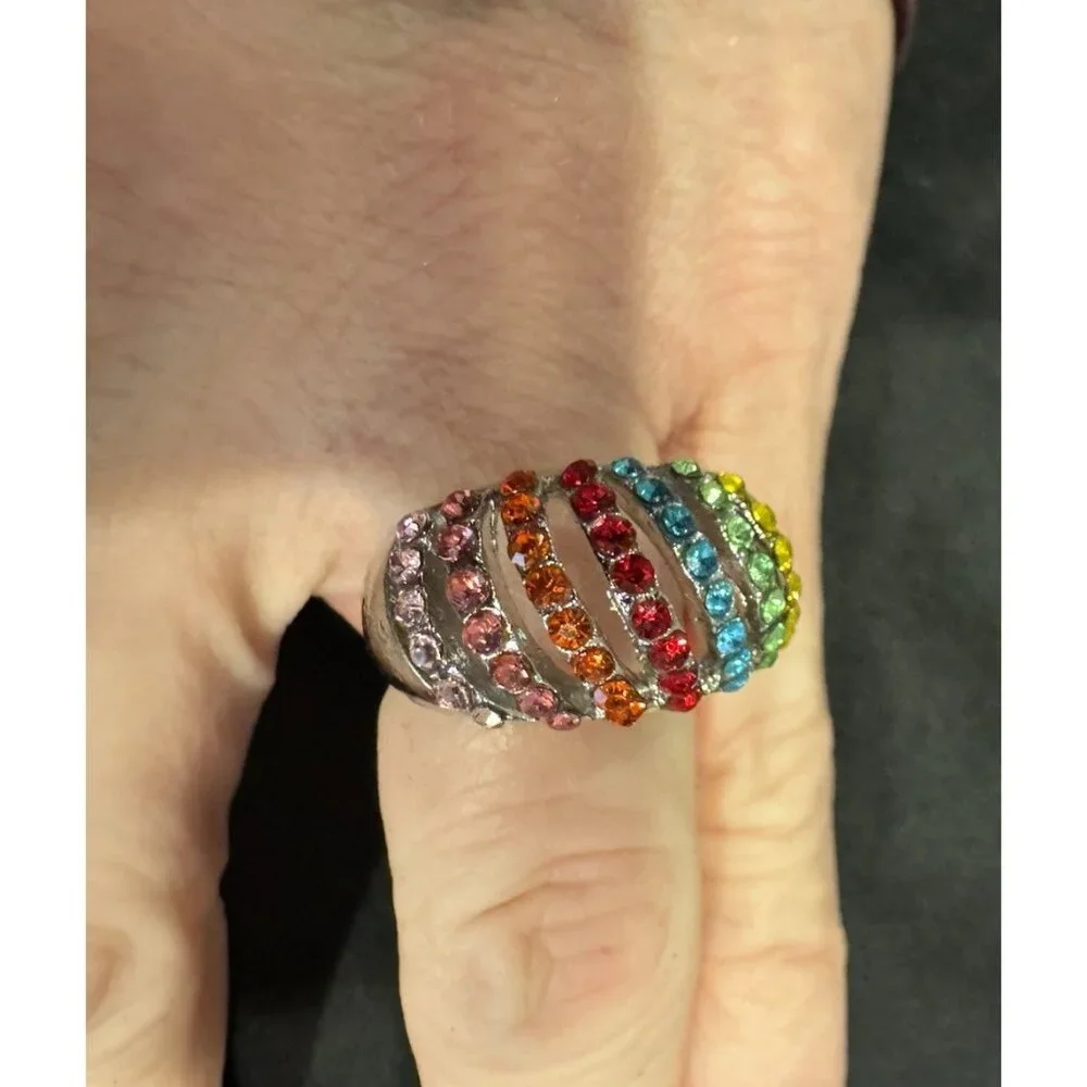 NEW Premier Designs Fashion CZ Rainbow Colors Ring Women 19 US 9.5